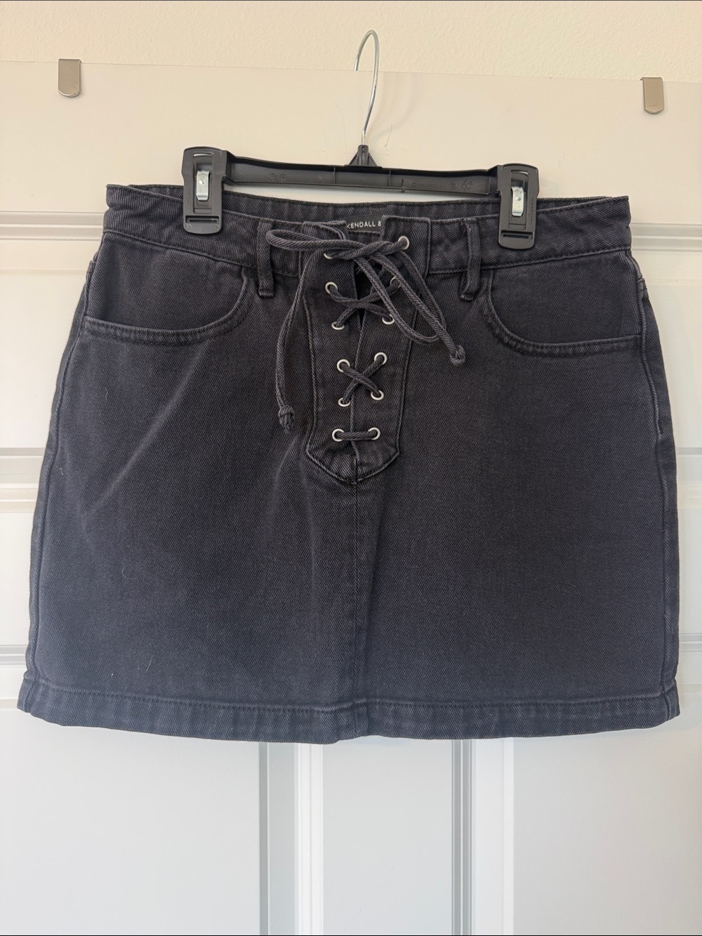 Kendall & Kylie Charcoal Lace-Up Mini Skirt